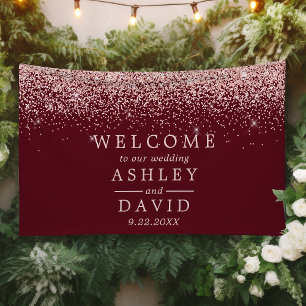 Rose Gold Konfetti Burgund Hochzeitsbegrüßung Banner