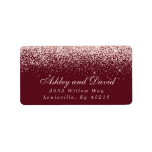 Rose Gold Konfetti Burgund Moderne Adresse Adressaufkleber