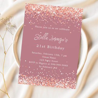 Rose Gold Konfetti Geburtstag Einladung
