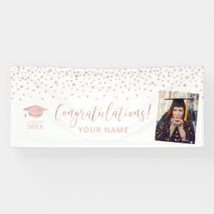 Rose Gold Konfetti Gratulations Abschluss Banner