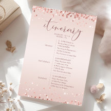 Rose Gold Konfetti-Junggesellinnenabschied-Itinera