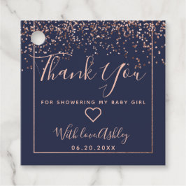 Rose gold Konfetti Marine blau Danke Baby Dusche Geschenkanhänger