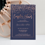 Rose gold Konfetti marineblaue Paare duschen Einladung<br><div class="desc">Rose gold Konfetti marineblaue Typografie Paare Duschen Hochzeit mit Rose goldene Ruhm und Mitternachtsblau.</div>