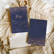 Rose gold Konfetti marineblaue Typografie uAwg