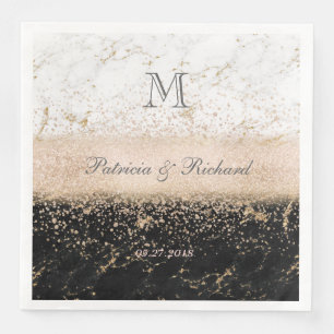 Rose Gold Konfetti Marmor Hochzeitskunst Serviette