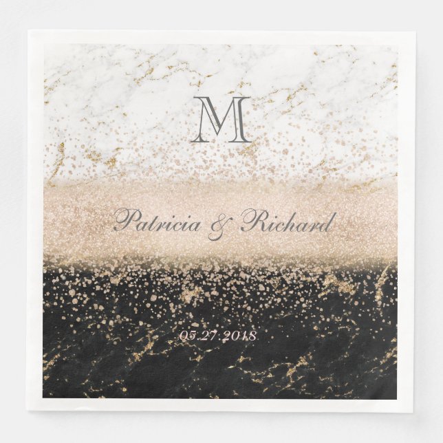 Rose Gold Konfetti Marmor Hochzeitskunst Serviette (Vorderseite)