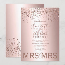 Rose Gold Konfetti Metallfolie Lesben Hochzeit Einladung