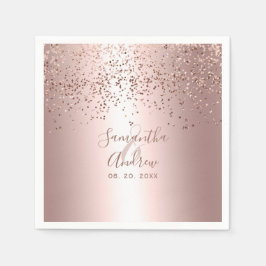 Rose gold Konfetti Metalltypografie Hochzeit Serviette