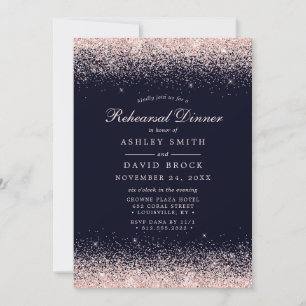 Rose Gold Konfetti Navy Blau Moderne Probe Einladung