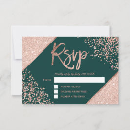 Rose Gold Konfetti Rahmen Grün uAwg Hochzeit RSVP Karte