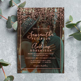 Rose Gold Konfetti Typografie Foto Hochzeit Einladung