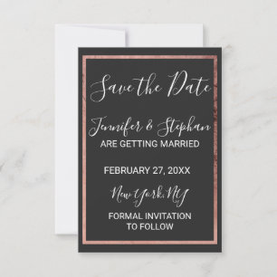 Rose Gold Kontur Border Simple Black Wedding Save The Date