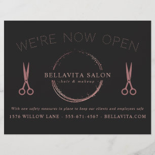 Rose Gold Kreis Salon-Logo Wir sind jetzt geöffnet Flyer