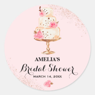 Rose Gold Kuchen Tea Party Brautjungfernparty Aufk Runder Aufkleber