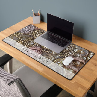 Rose Gold Kunstleder personalisiert Schreibtischunterlage