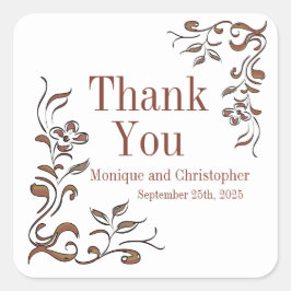 Rose Gold Kupfer Blumenzwiebeln Quadratischer Aufkleber