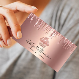 Rose Gold Kupfer Cupcake Glitzer Tropfen Bäckerei  Visitenkarte