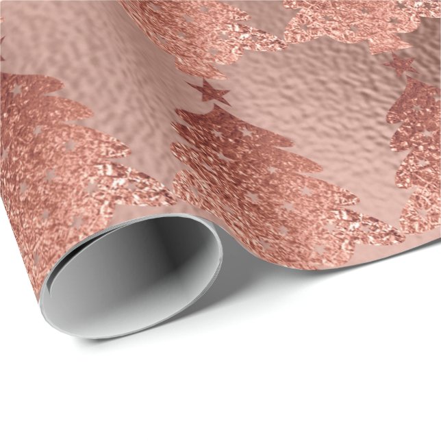 Rose Gold Kupfer Gold Blush Weihnachtsbaum Geschenkpapier (Rolleneckpunkt)