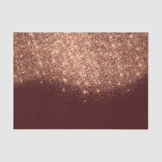 Rose Gold Kupfer Metallic Glitzer Burgundy Maroon Seidenpapier (Vorderseite)