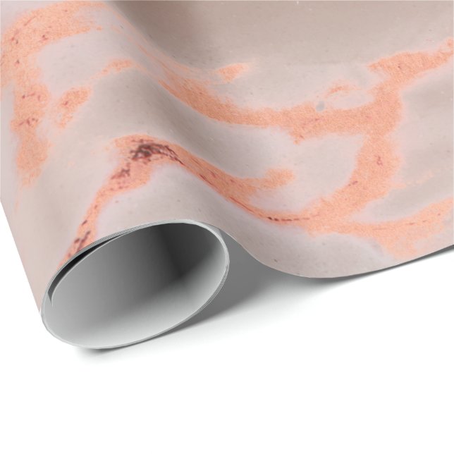 Rose Gold Kupfer Minimal Marmor Abstraktes Metall Geschenkpapier (Rolleneckpunkt)