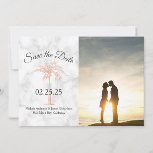 Rose Gold Kupfer Palm Tree Marmor Foto Hochzeit Save The Date