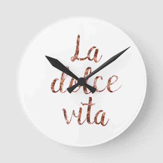 Rose gold La Dolce Vita Runde Wanduhr (Vorderseite)