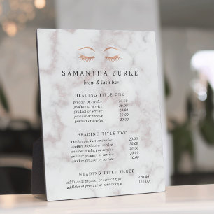 Rose Gold Lash & Brow Preise/Services Fotoplatte