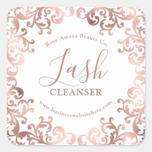 Rose Gold Lash Cleanser Stilrahmen Quadratischer Aufkleber