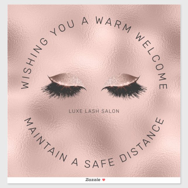 Rose Gold Lash Salon Distancing Floor Marker Aufkleber (Blatt)