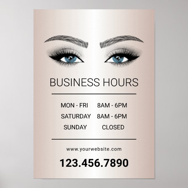Rose Gold Lashes Brows Beauty Salon Poster (Vorne)