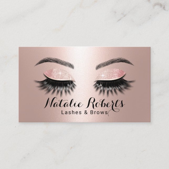 Rose Gold Lashes Visitenkarte (Vorderseite)