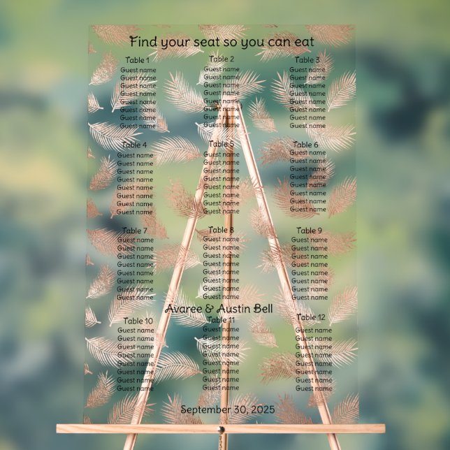 Rose Gold Leaf Muster Hochzeitskarte Acrylschild (Neutral)