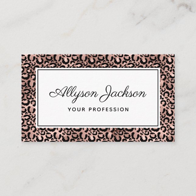 Rose Gold Leopard Business Card Visitenkarte