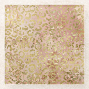 Rose Gold Leopard Print Glasuntersetzer