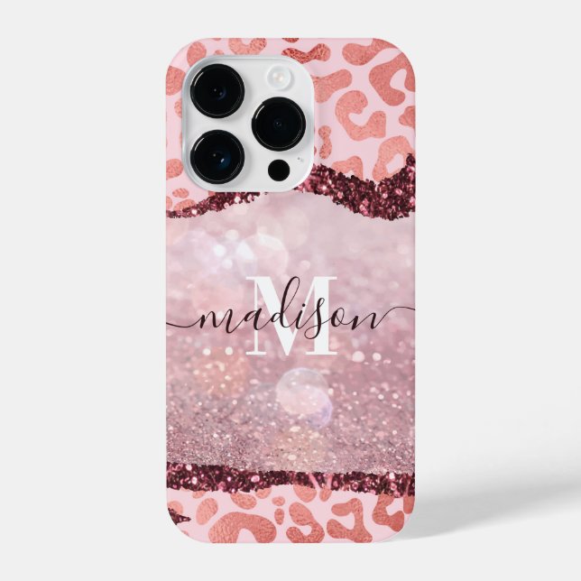 Rose Gold Leopard Print iPhone Hülle (Rückseite)