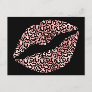 Rose Gold Leopard Spot Lipstick Kiss Postkarte