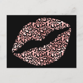 Rose Gold Leopard Spot Lipstick Kiss Postkarte