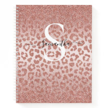 Rose Gold Leopard Spots Glittery Gradient Notebook