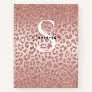 Rose Gold Leopard Spots Glittery Gradient Notebook Notizbuch
