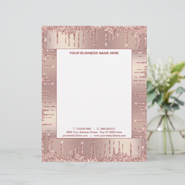 Rose Gold Letterhead - Informationen zu benutzerde Briefbogen (Stehend Vorderseite)