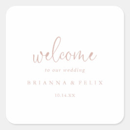 Rose Gold Liebe Extravagantes Script Hochzeitsempf Quadratischer Aufkleber