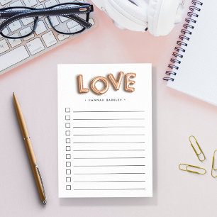Rose Gold LIEBE   Personalisiert zu erledigende Li Post-it Klebezettel