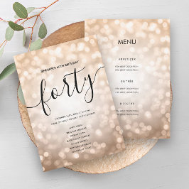 Rose Gold Lights 40. Geburtstagskarte Einladung