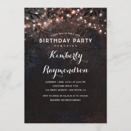 Rose Gold Lights Rustikale Nacht Geburtstag Einladung