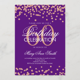 Rose Gold Lila 60. Geburtstag Glitzer Confetti Einladung