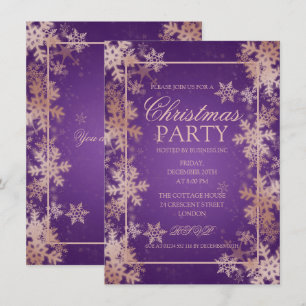 Rose Gold Lila Fossil Snowflakes Party Einladung