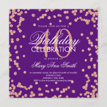 Rose Gold Lila Glitzer Confetti 40. Geburtstag