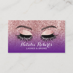 Rose Gold Lila Ombre Eyelash Extensions Salon Visitenkarte