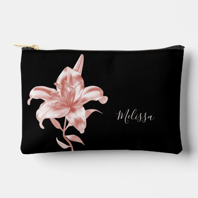 Rose Gold Lily Black | Your Name Zubehörtasche (Vorderseite)