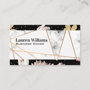 Rose Gold Linien Marmor Florale Butterfly Visitenkarte